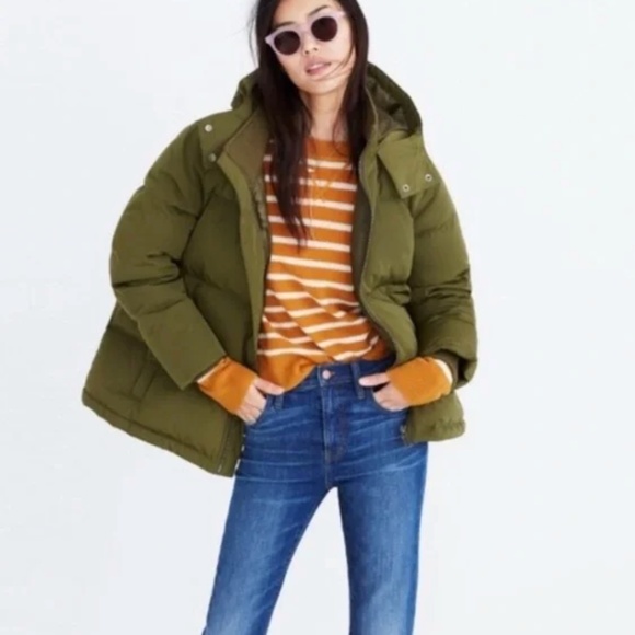 Madewell Green Quilted Down Puffer Coat - Picture 1 of 7